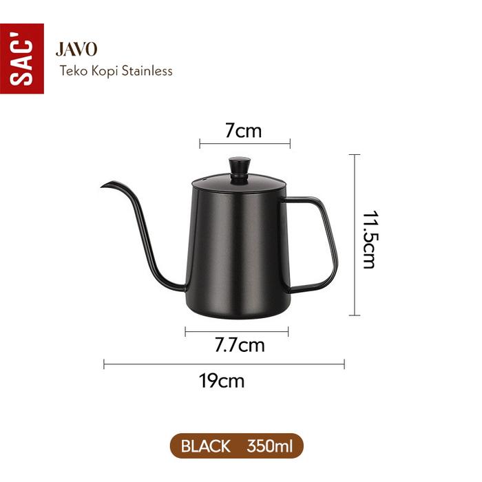 Gambar JAVO Teko Kopi Leher Angsa Premium Gooseneck Stainless Kettle Coffee Pot Teko Seduh Kopi Tutup Gagang Stainless - BLACK-350ML dari Shop at Christine's undefined Tokopedia