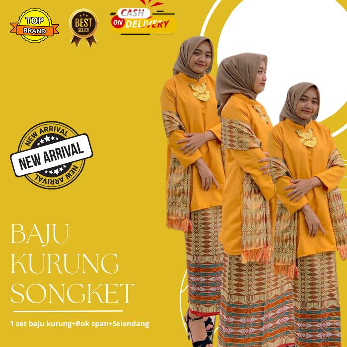 Gambar Tina Songket - Set Baju Kurung Rok Songket Dan Selendang - Kuning B, XS dari Tina Songket undefined Tokopedia