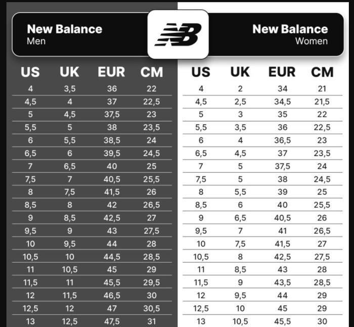 New Balance Size Womens In Mens Size In Cm Womens Size To Men'