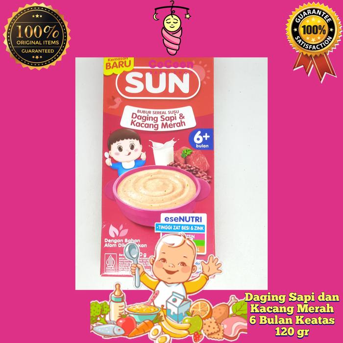 Gambar Camilan MPASI Bubur Bayi 6 Bulan Sun Daging Sapi Kacang Merah 120 gr dari cocoonbabyshop undefined Tokopedia