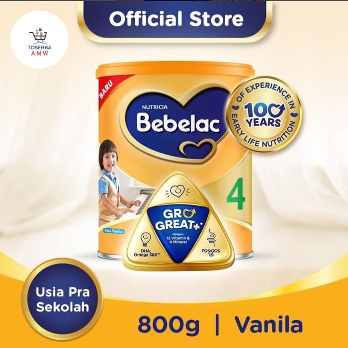 Gambar Bebelac 4 GoGreat+ Susu Pertumbuhan 800gr Vanilla Madu - Vanila dari Toserba AMW undefined Tokopedia