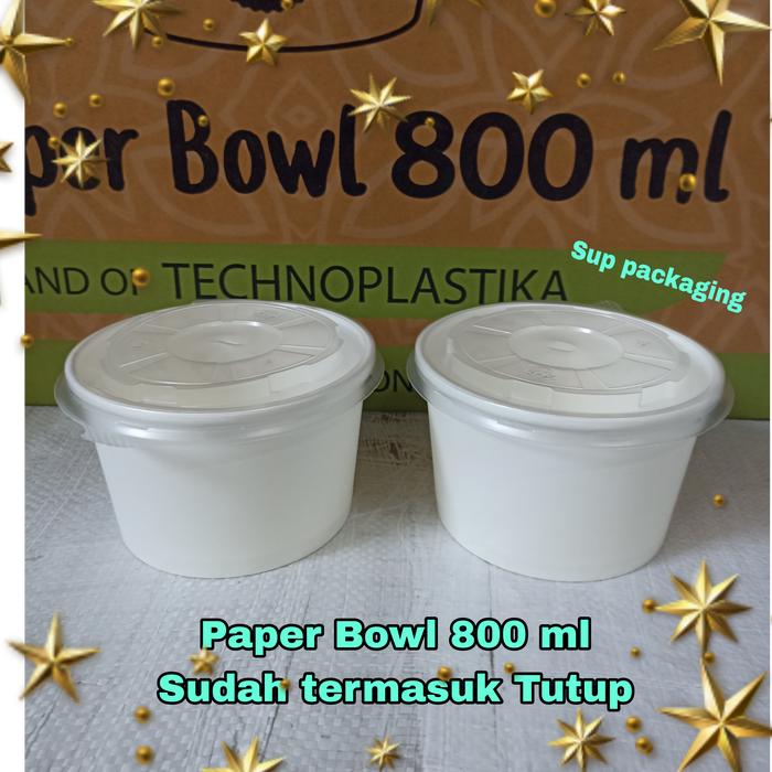 Gambar Paper bowl uk 800 ml / makok kertas + tutup - Putih, 800 ml dari AllAbout Packaging undefined Tokopedia