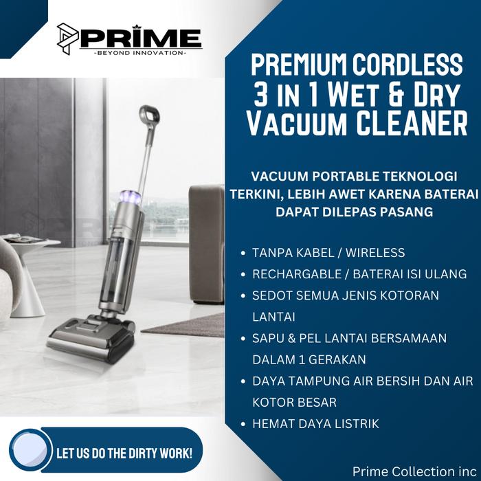 Gambar Prime Smart Vacuum Cleaner Wet Dry 3 in 1  P1 Cordless Vakum Portable dari Prime Collection inc undefined Tokopedia