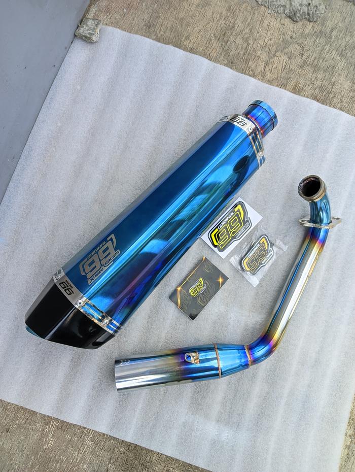 Gambar Knalpot Xmax 250 / 300 Fullset Original 99 Racing Exhaust type R7 - Biru dari 99 racing store undefined Tokopedia