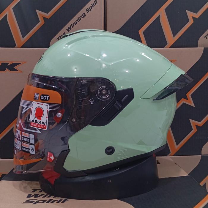 Gambar HELM INK TERRA 2 SOLID BLACK WHITE GREY PINK DOUBLE VISOR - Matcha Green, S dari Kompashelmet undefined Tokopedia