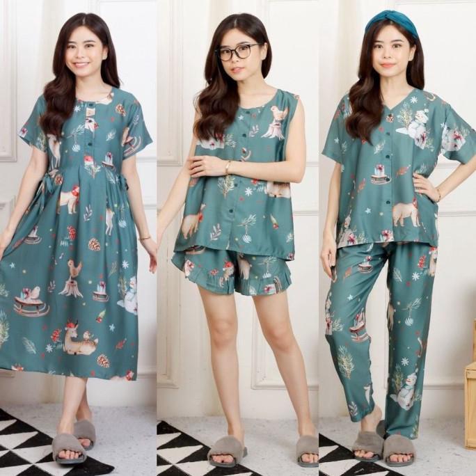 Gambar Piyama Tencel Organic Silk sutra sleepwear holiday christmas - Dress L, 008 - 001, Dress L dari kenziestoree1 undefined Tokopedia