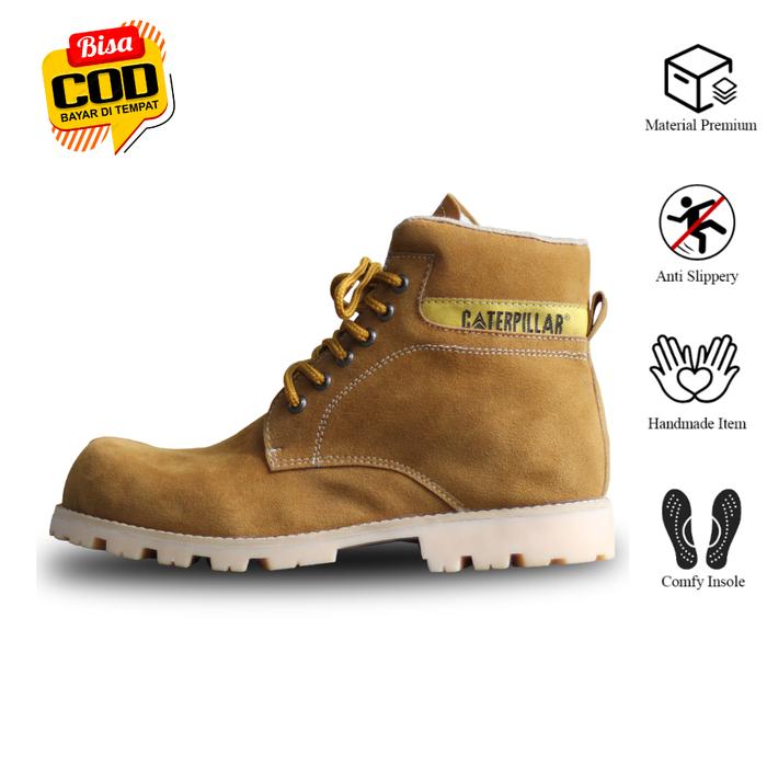 Gambar CATERPILLAR HOLTON Kulit Suede Sepatu Boots Pria Safety Tracking - TAN, 39 dari SafetyShoes_NEW undefined Tokopedia
