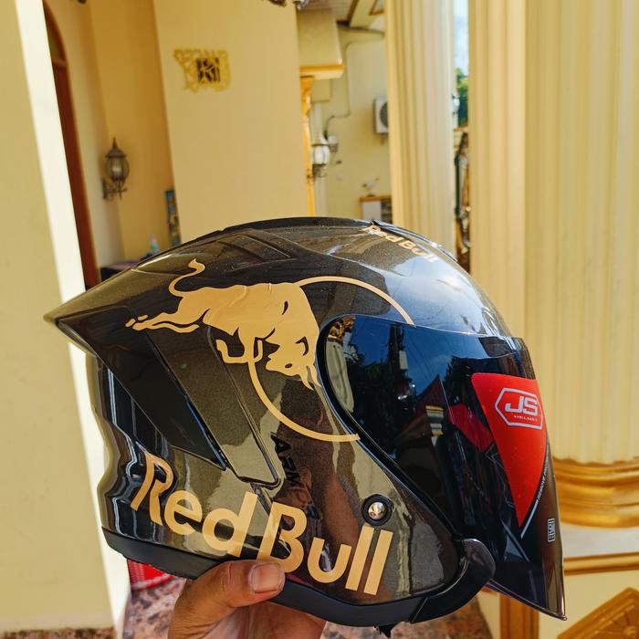 Gambar HELM JS ARMOR GUNMETAL PAKET REDBULL - redbul gold, M dari pamijenhelmet undefined Tokopedia