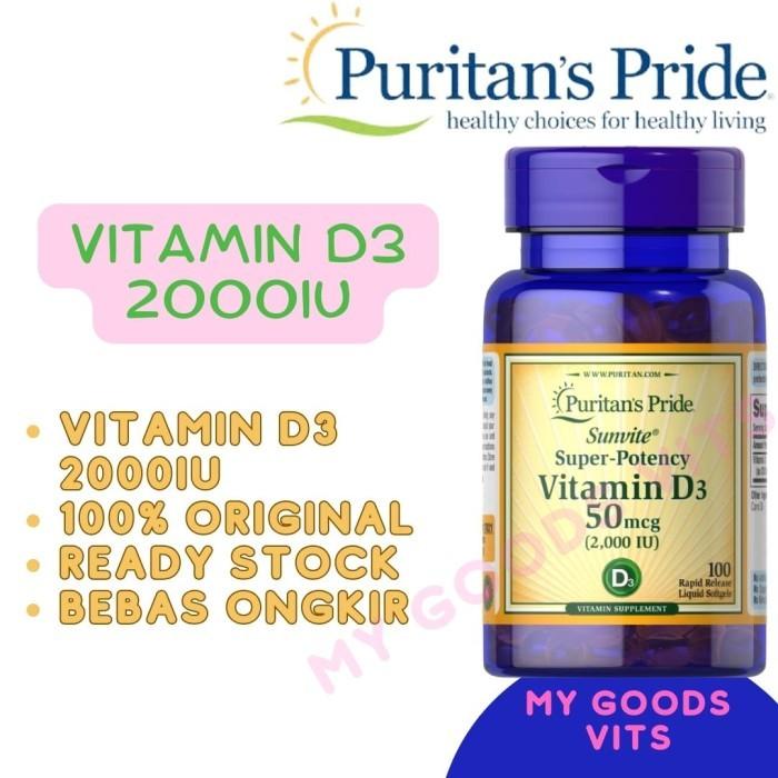 Gambar Puritans Pride Vitamin D3 2000 iu 50 mcg isi 100/200 Softgels - 100 dari SuperK.shop undefined Tokopedia