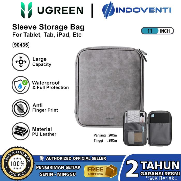 Gambar UGREEN Tas Laptop Sleeve Case For Tab Tablet iPad Laptop Notebook Macbook Air Pro 11 13 14 16 inch PU Leather Premium - 90435 Grey 11" dari INDOVENTI undefined Tokopedia