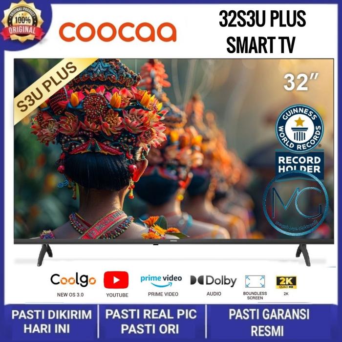 Gambar COOCAA 32S3U Smart LED TV 32 Inch HD Digital DVB WiFi Bezel - 32S3U PLUS dari Megah Jaya Elektronik. undefined Tokopedia