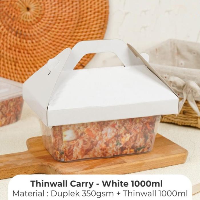 Gambar Kotak Makan Take Away Lunch Box Handle Takeaway Thinwall Rectangle 1000ml - white 1000ml dari shinning starr undefined Tokopedia