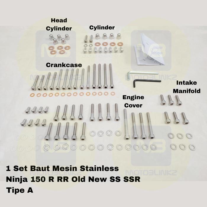 Gambar Baut Blok Mesin Ninja 150 R RR KRR Old New SSR SS Stainless SS 304 - 1 Set Mesin dari Motoblinkz undefined Tokopedia