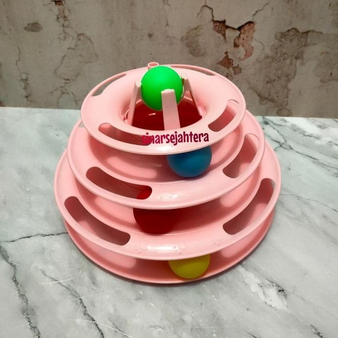 Gambar Mainan Kucing Interaktif / Mainan Menara Bola Kucing / Tower Of Track - Merah Muda dari lestastore56 undefined Tokopedia