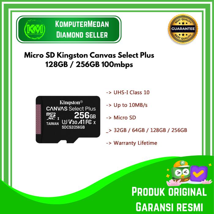 Gambar Kingston MicroSD Card Canvas Select Plus Class 10 MicroSDXC 256GB dari KomputerMedan OS undefined Tokopedia