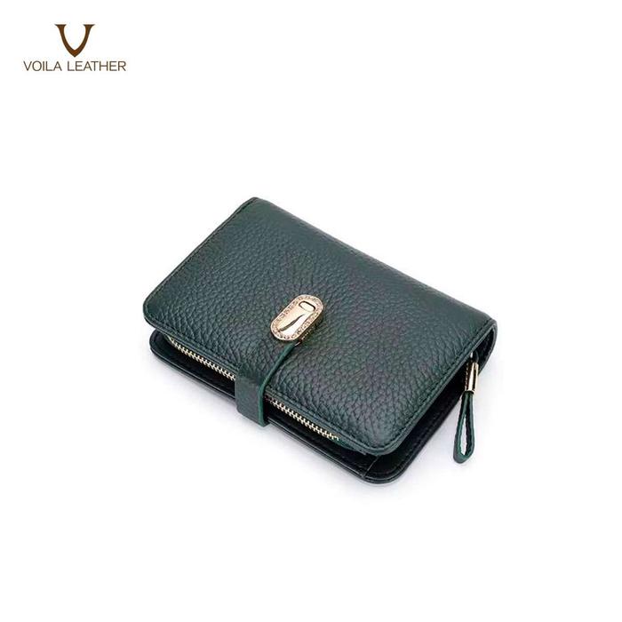 Gambar Dompet Wanita Kulit Asli 2 fold Voila Carissa - Green dari Voila Leather undefined Tokopedia