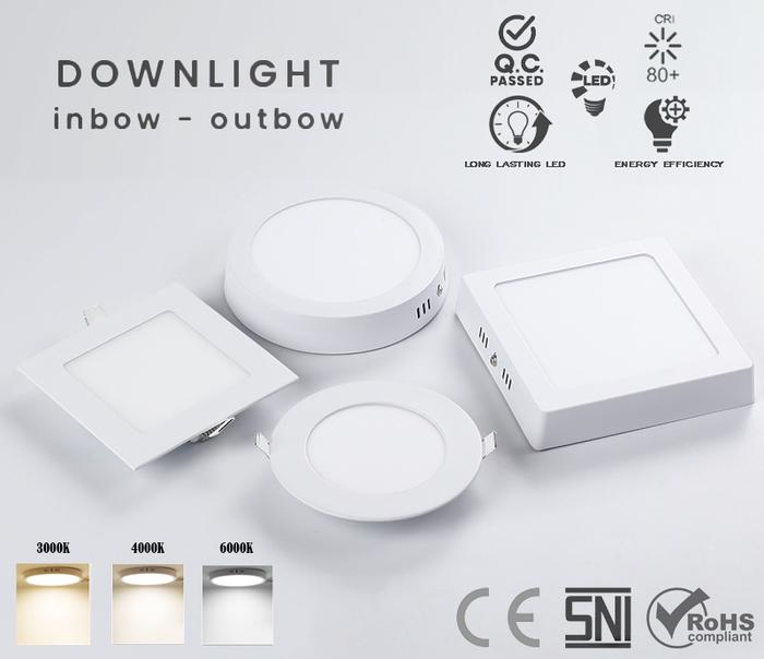 Gambar lampu downlight Recessed led panel ceiling 220V tanam inbow / tempel Outbow  kotak Square / bulat Round plafon gypsum cor beton canopy teras garasi 3 6 9 12 18 24 Watt / 3W 6W 9W 12W 18W 24W Putih White 6000K / Kuning Warm White 3000K / Natural 4000K - 6W 3000K WARM, INBOW KOTAK dari Component jaya undefined Tokopedia