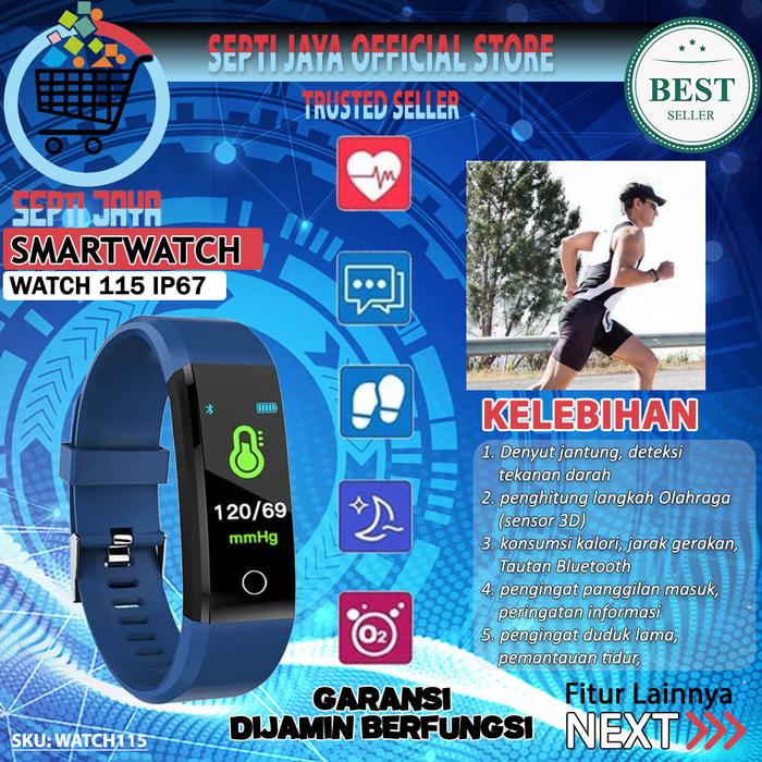 Gambar Smartband Jam Tangan Gelang Pintar Smartwatch Bluetooth ID115 Waterproof IP67 Biru Smart Band Fitnes Tracker Bracelet Alat Pengukur Jejak Langkah Pelacak Kebugaran Monitor Detak Denyut Jantung Jam Tangan Olah Raga Sport 115 Gelang Keren Pintar Multifungsi dari Septi Jaya undefined Tokopedia