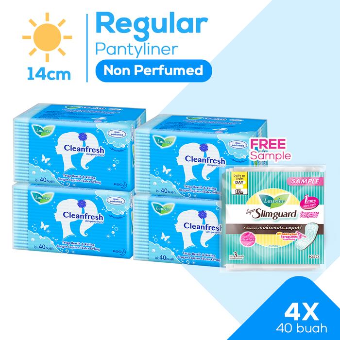 Gambar Laurier Clean Fresh 40s Fourpack + Gift - Pantyliner Non Perfume 14cm - Samp SpSlmGuard dari KAO Indonesia undefined Tokopedia