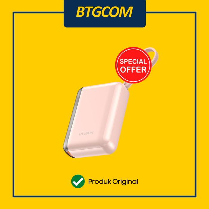 Gambar VIVAN VPB-Q10 POWERBANK NANO 9600MAH 22.5W FAST CHARGING WITH BUILT IN CABLE TYPE-C LED DISPLAY POWER BANK - Merah Muda dari btgcom undefined Tokopedia