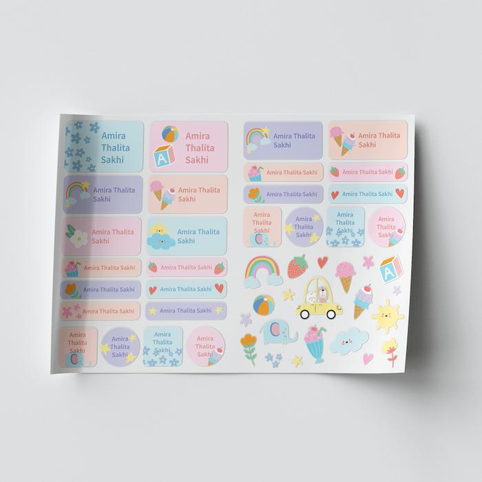 Gambar Cetak / Print Custom Name Sticker Label | Stiker Nama Anak Custom / Label Nama Anak - Cute & Space Version - CUTE 1 dari Castanea Print Shop undefined Tokopedia