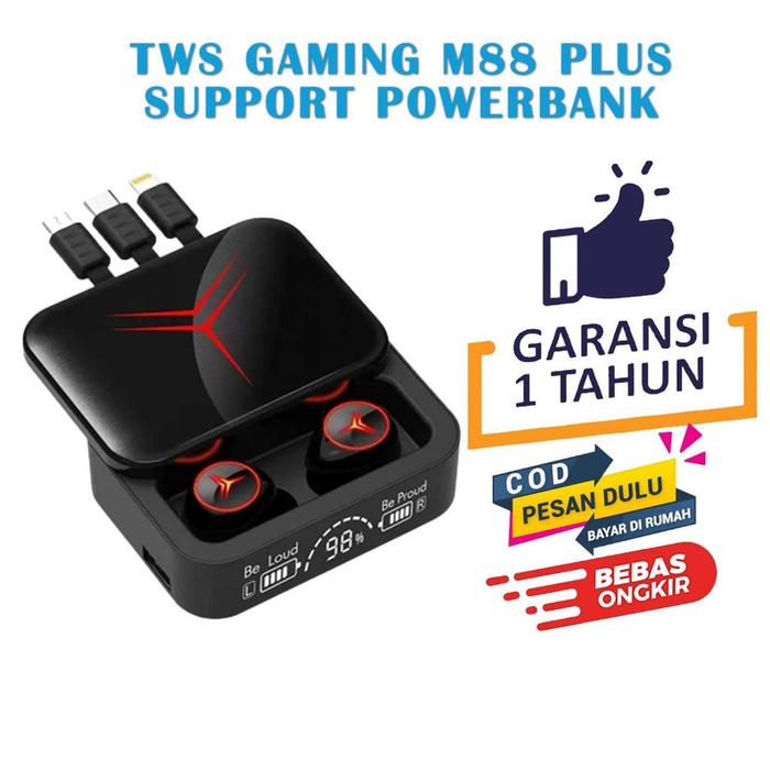 Gambar Wireless Bluetooth Earphones M88 Pro TWS Headset Smart Touch Stereo Earbuds with 3D Sound Noise Cancelling for Gaming Laptop and Computer Accessories - M88 dari K-ON undefined Tokopedia