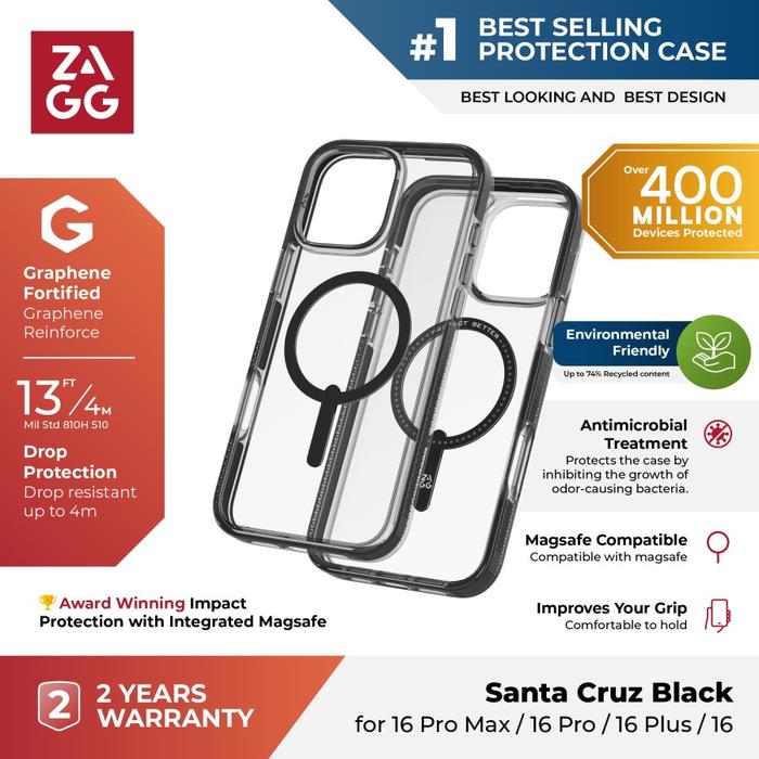 Gambar ZAGG Magsafe Case iPhone 16 Pro Max / 16 Pro Santa Cruz Snap Casing - Black, iPhone 16 dari Primegad Official undefined Tokopedia