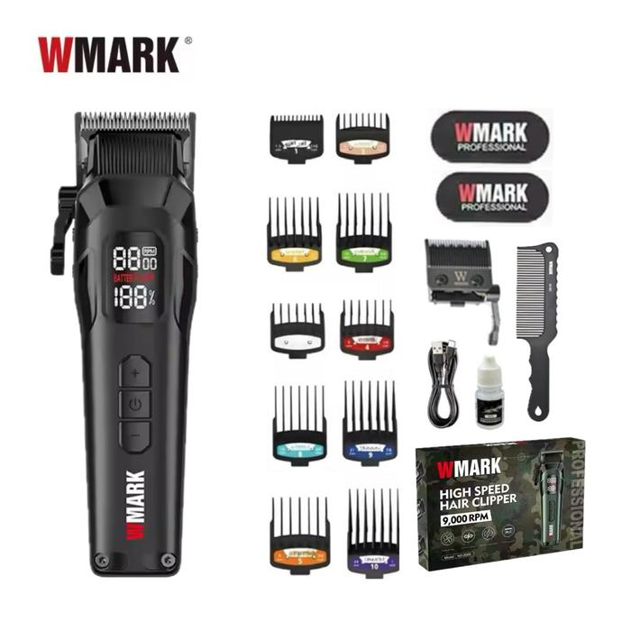 Gambar WMARK Hair Clipper Professional NG-8080 Alat Cukur Rambut Mata Pisau DLC Cordless Magic Taper 5 Kecepatan Speed 9000 RPM LED Display Digital Mesin Cukuran NG 8080 - Hitam dari Kemei 168 undefined Tokopedia