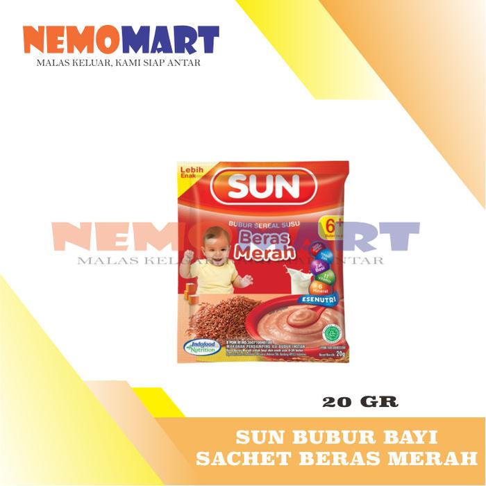 Gambar SUN BUBUR SEREAL SUSU BERAS MERAH KACANG HIJAU PISANG UBI UNGU AYAM KAMPUNG BAYAM SACHET 20 GR G RENCENG 20GR 20G BAYI - Beras Merah dari Nemo Mart_NEW undefined Tokopedia