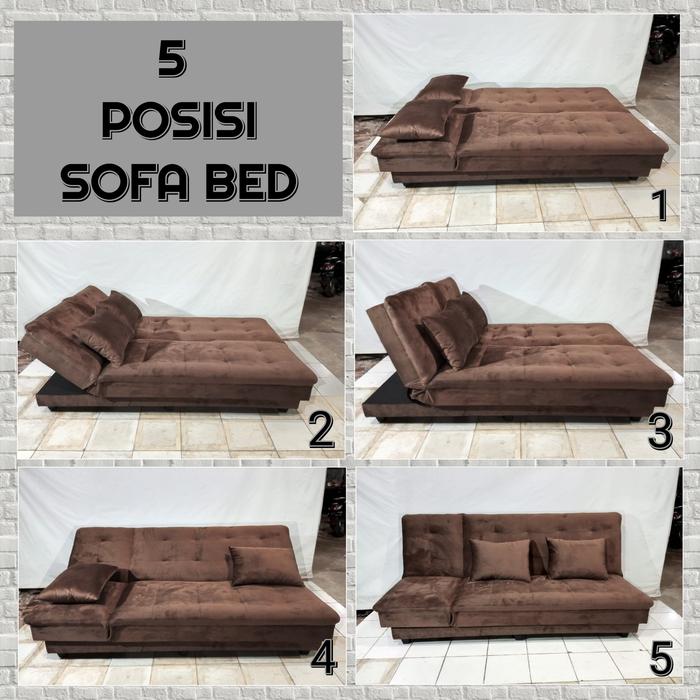 Gambar NESYA INTERIOR Sofa Bed Cleo (5in1) & Puff Multifungsi Kualitas Tinggi Rangka Kokoh Kapasitas 2-3 Orang Bonus 2 Bantal Pilihan Warna Kain Beludru Oscar atau Kanvas - Custom Bludru, 150 x 120 CM dari NESYA Home Interior undefined Tokopedia