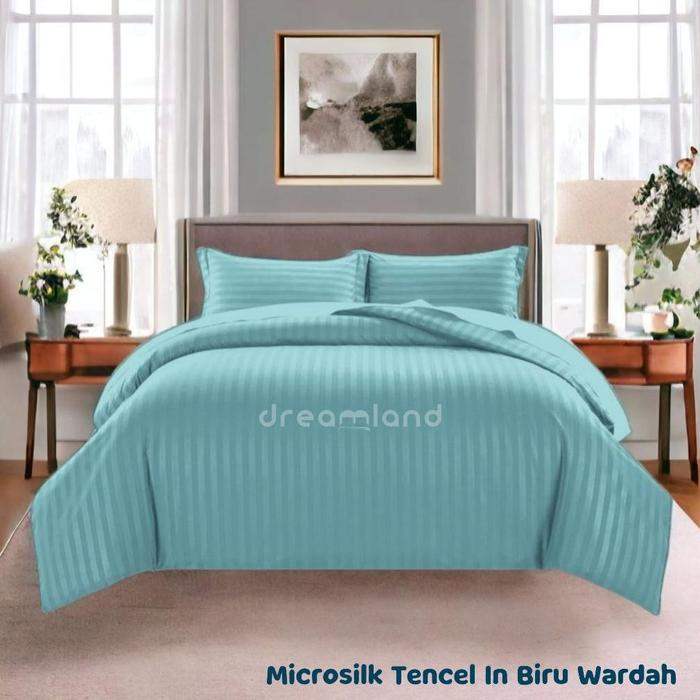 Gambar [DISKON] READY STOCK | SPREI SET MICROSILK TENCEL IN BIRU WARDAH - KAIN SPREI HOTEL - 180x200x45 dari Patriot Indonesia Market undefined Tokopedia