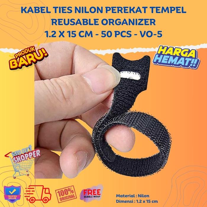 Gambar Kabel Ties Perekat 1.2 x 15cm isi 50pcs Organizer Reusable Nilon Hitam dari Gemilang Kompu Solusindo undefined Tokopedia