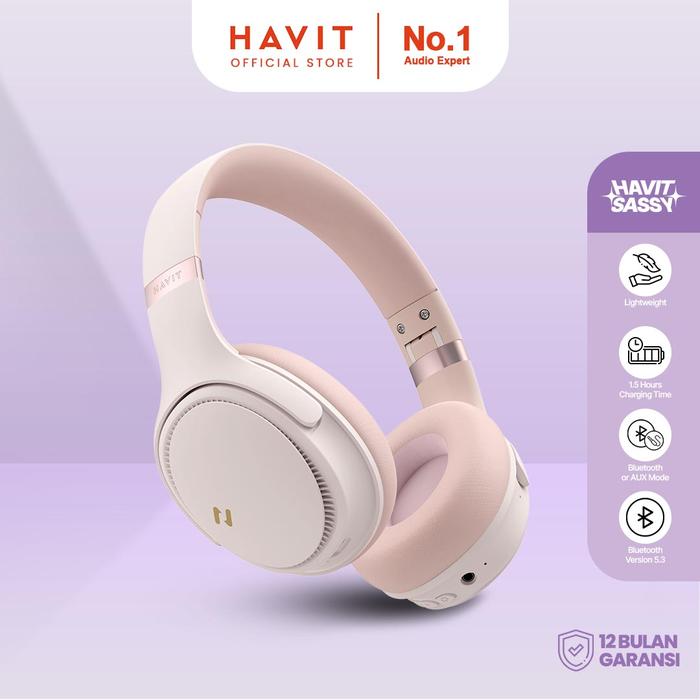 Gambar Havit H630BT PRO ANC Wireless Headphones Dual Device Connection - Merah Muda dari Havit Indonesia Official Store undefined Tokopedia