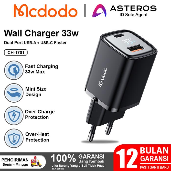 Gambar MCDODO Charger Xiaomi Redmi Poco USB Type C Turbo Charge 33W - CH-1701 33W dari Mcdodo Official Indonesia undefined Tokopedia