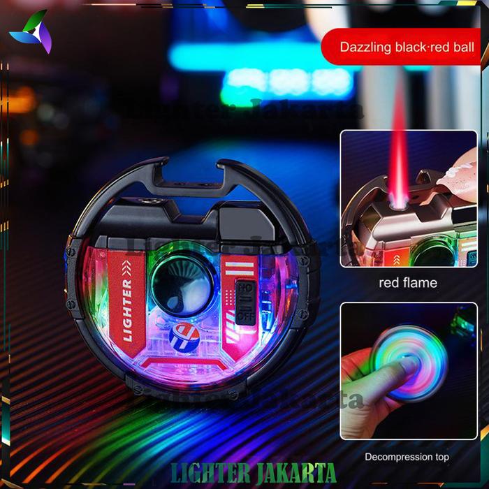 Gambar Korek Api Bara Gas Gyro Windproof LED Spinning Huiqi Lighter HQ-730 - Black Red dari Lighter Jakarta undefined Tokopedia
