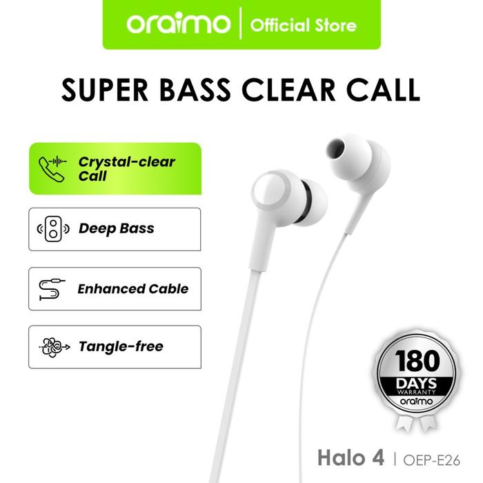 Gambar Oraimo OEP-E26 Wired Headset Halo 4 Super Bass In-Ear Earphone - Putih dari Toko SCH undefined Tokopedia