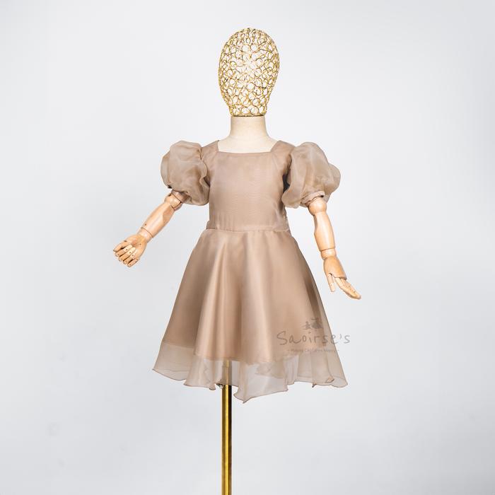 Gambar Aurora Dress by Saoirse's - Gaun organza satin anak perempuan premium - Cokelat, L dari Saoirse's Store ID undefined Tokopedia
