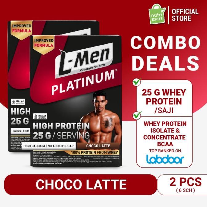 Gambar TermuraH yuk!! Twin Pack: L-Men Platinum Choco Latte Box (6 Sch) 25gr Protein/Serving dari esteskeren undefined Tokopedia