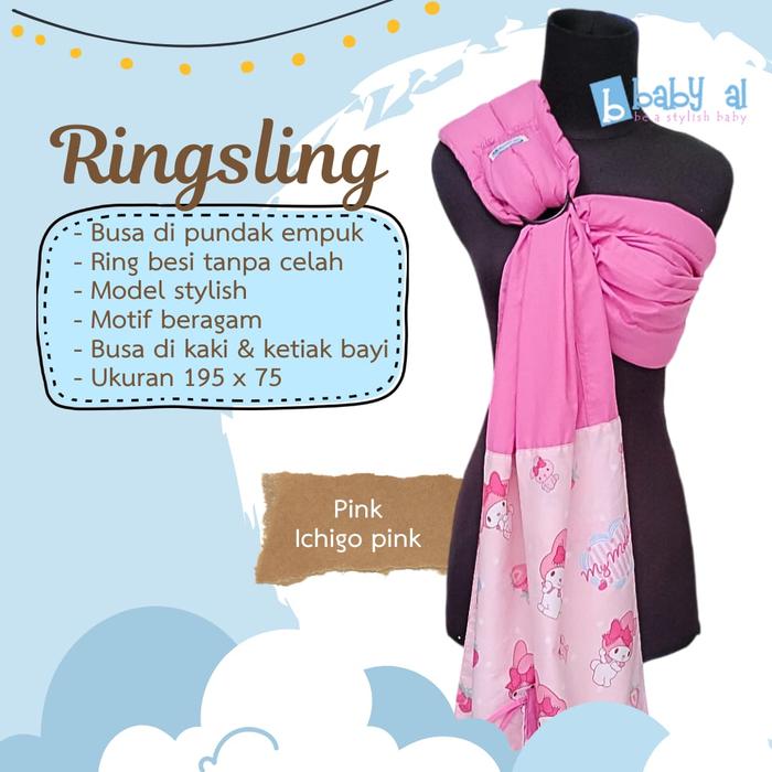 Gambar Gendongan Ring Sling - Gendongan Kain panjang - Pink Motif - PINK ICHIGO dari Aurel Babyshop undefined Tokopedia