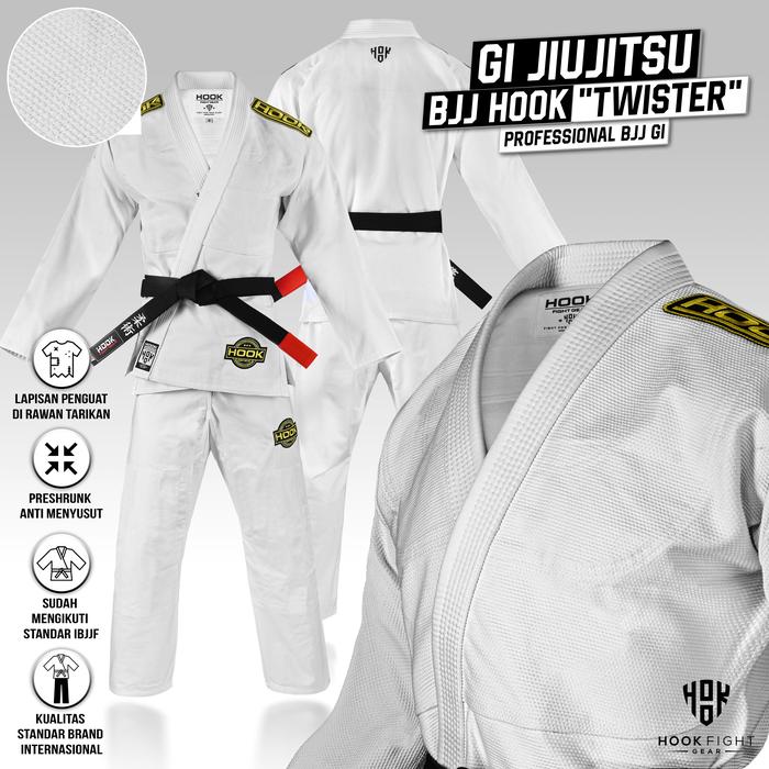 Gambar Gi BJJ Hook, Gi Jiujitsu, Gi Jujitsu, Bjj Gi, Gi Bjj, Gi Bjj Jiu Jitsu - TWISTER-WHITE, A2 dari Hook Fight Gear HQ undefined Tokopedia