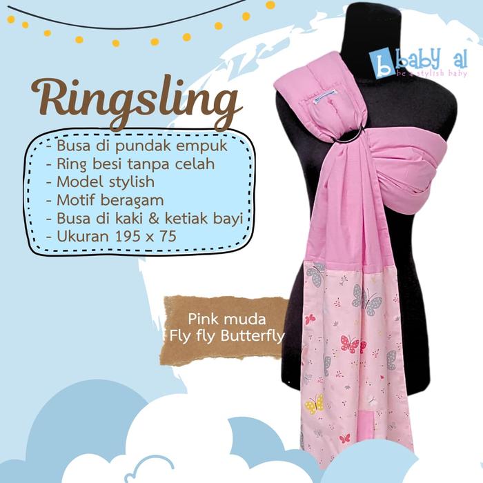 Gambar Gendongan Ring Sling - Gendongan Kain panjang - Pink Motif - PINK KUPU dari Aurel Babyshop undefined Tokopedia