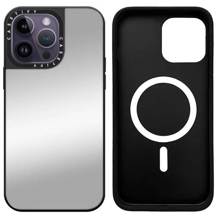 Gambar CASETiFY Mirror Case Magsafe Silver Black Casing iPhone 11 12 13 14 15 Plus Pro Max - Silver dari CASETiFY Official undefined Tokopedia