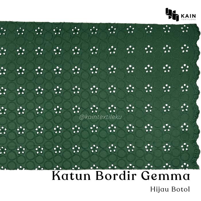 Gambar Bahan Kain Katun Bordir Gemma per 0,5 meter - Hijau botol dari Kain Textileku undefined Tokopedia