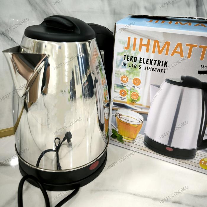Gambar Kettle Teko Listrik Stainless Steel LYQ 1.8 Liter - Teko JIHMATT dari Happy Congrad undefined Tokopedia