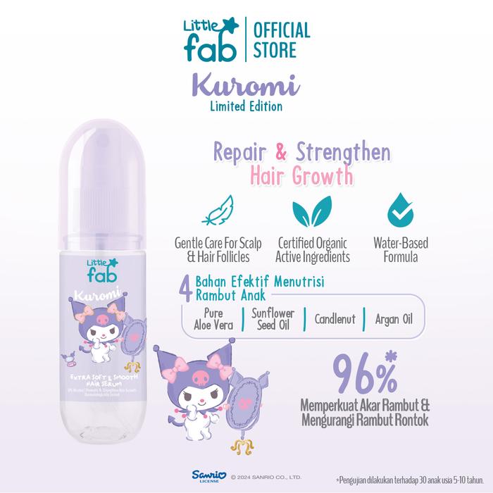 Gambar Little Fab Kids - Extra Soft & Smooth Hair Serum | Limited Edition Kuromi & Cinnamoroll - H.Serum Kuromi dari Little Fab Kids undefined Tokopedia