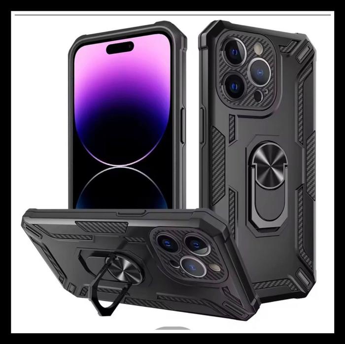 Gambar Iphone 15 / Pro / Plus / Max Case Duty Armor Ring Original HardCase Soft Cover Silicone Bumper Stand Casing - HITAM., IPHONE 15 6.1 dari Markas acc 88 undefined Tokopedia