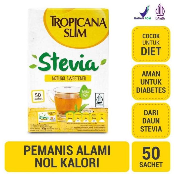 Gambar TROPICANA SLIM STEVIA 50 / 100 SACHET - PEMANIS ALAMI NOL KALORI - Kotak Isi 50 dari Akungsendal undefined Tokopedia