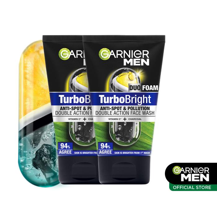 Gambar Garnier Men Turbo Bright Super Duo Foam 100 ml Twinpack - Twinpack dari Garnier Men Official Store undefined Tokopedia