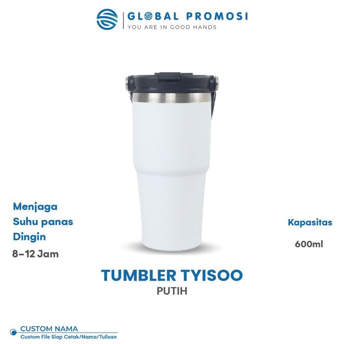 Gambar Tumbler Custom Tmblr Tysoo Swing Handle Portable 600ml Stainless Steel Cetak UV Penuh Warna - Putih, 9 x 7 cm dari Global Promosi_NEW undefined Tokopedia