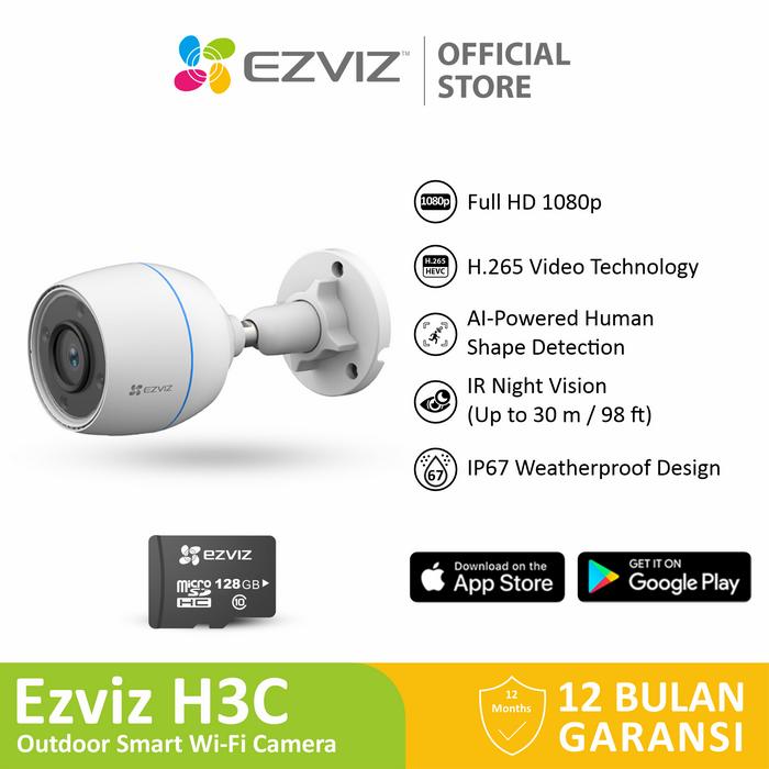 Gambar Ezviz H3c 2MP Smart Home IP Cam CCTV Outdoor w/ SD Card 64/128/256GB - Ezv 128Gb dari Ezviz Official Store undefined Tokopedia